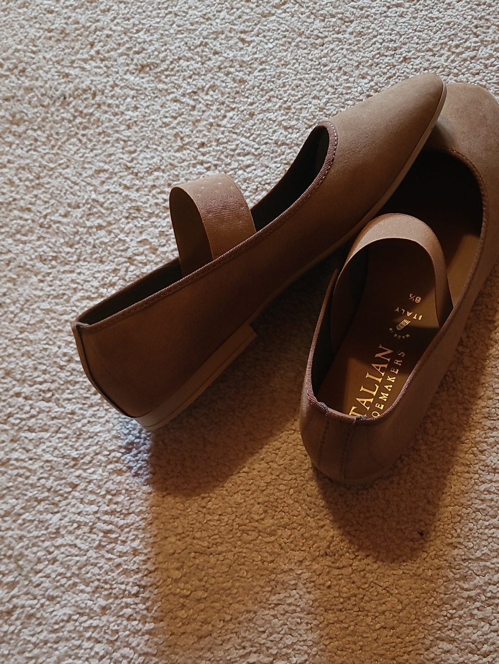 Italian Shoemakers Brown Tan Elastic-Strap Ballet Flats - Picture 3 of 3
